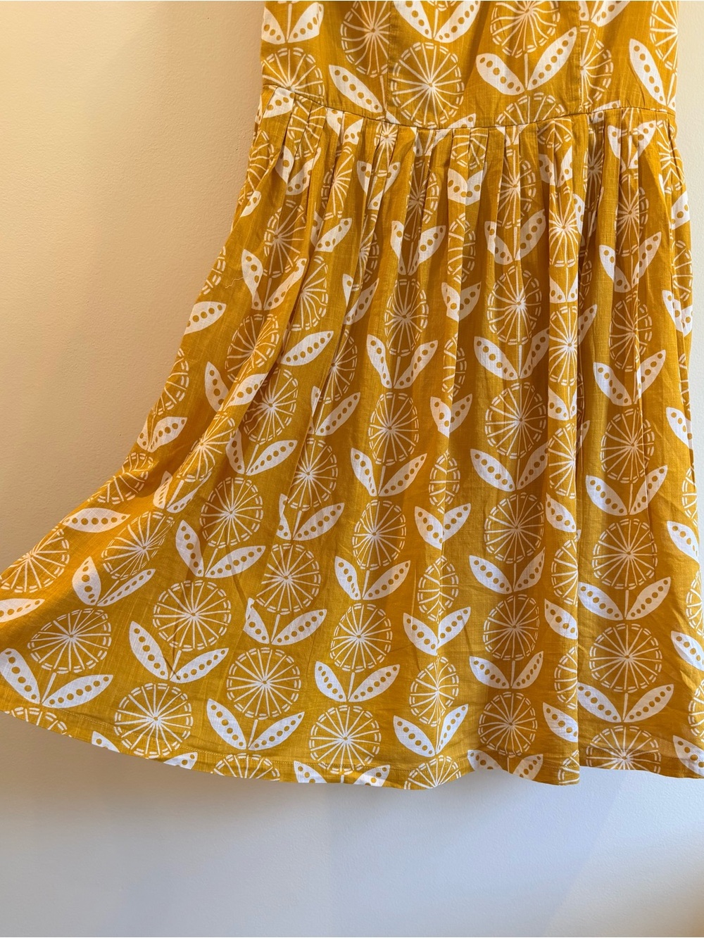 Boden Nancy Sunflower Yellow White Floral Cotton Fit Flare Dress Womens 8 Summer - Picture 3 of 10